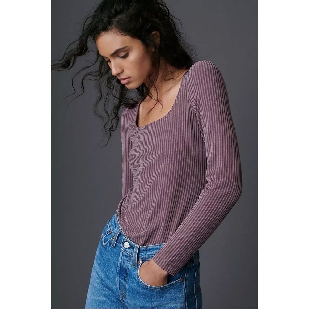 Anthropologie Ribbed Scoop Neck Top NWT